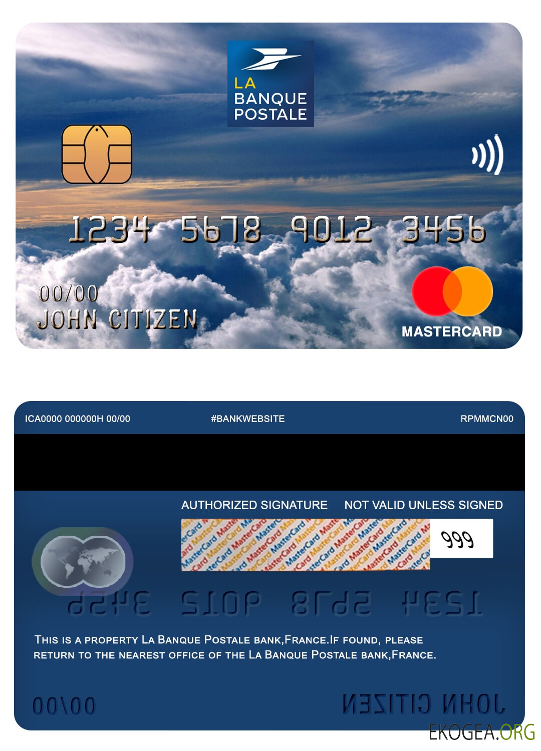 Carte Mastercard de la Banque Postale France